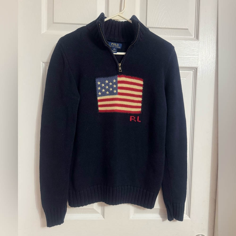 VNT Ralph Lauren cotton Sweater with American flag  .